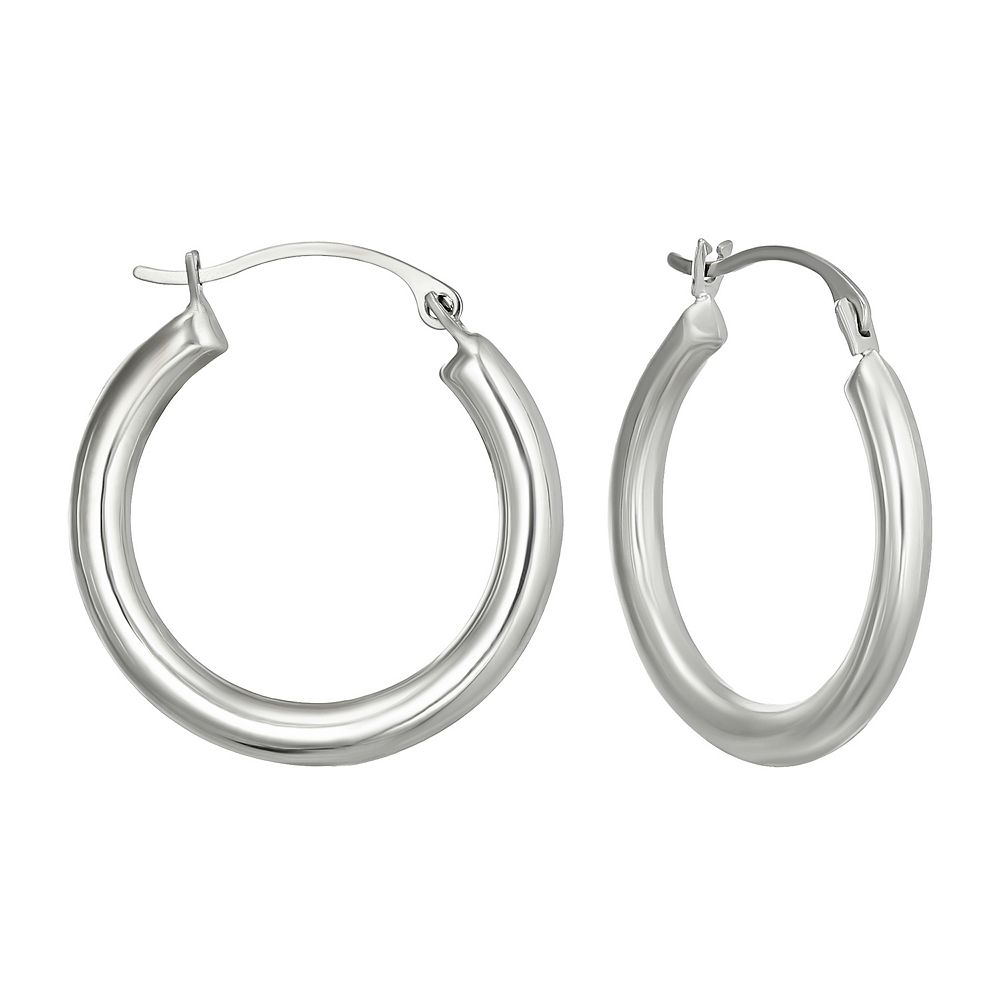 14k White Gold Polished Hoop Earrings (50 mm)