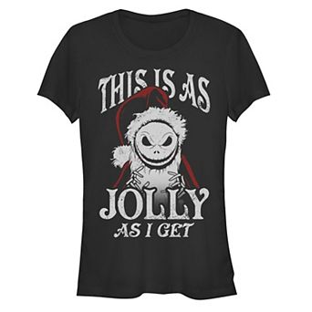 Disney's The Nightmare Before Christmas Jack Skellington This Is As Jolly As I Get Juniors' Fitted Graphic Tee