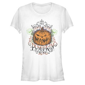 Disney's The Nightmare Before Christmas All Hail The Pumpkin King Juniors' Fitted Graphic Tee