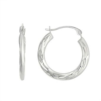Taylor Grace 10k White Gold Textured Twist Hoop Earrings