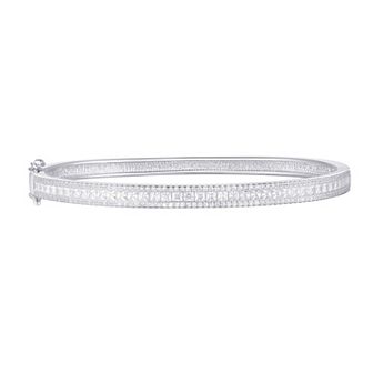 Argento Forte Sterling Silver Cubic Zirconia Bangle Bracelet