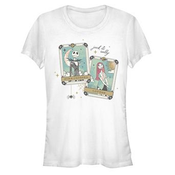 Disney's The Nightmare Before Christmas Jack Skellington And Sally Star Crossed Lovers Juniors' Fitted Graphic Tee