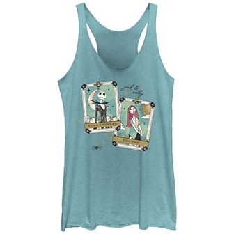 Disney's The Nightmare Before Christmas Jack Skellington And Sally Star Crossed Lovers Juniors' Racerback Tank Top