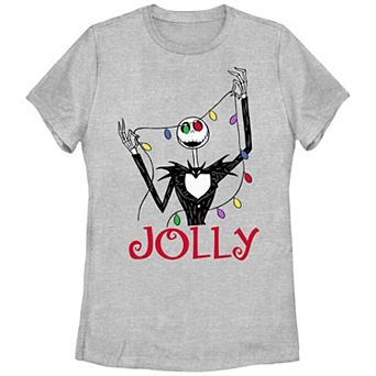 Disney's The Nightmare Before Christmas Jack Skellington Jolly Christmas Lights Juniors' Graphic Tee
