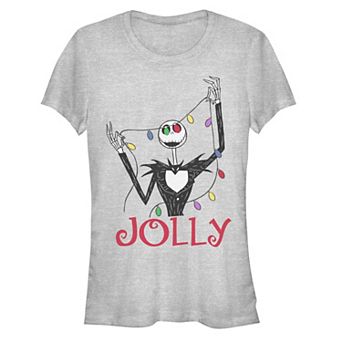 Disney's The Nightmare Before Christmas Jack Skellington Jolly Christmas Lights Juniors' Fitted Graphic Tee