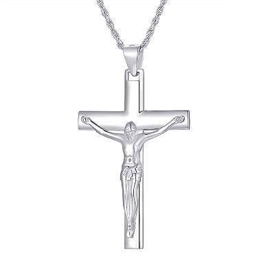 Men's Sterling Silver Polished Crucifix Pendant Necklace
