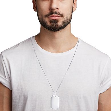 Argento Forte Men's Sterling Silver Polished Dog Tag Pendant Necklace
