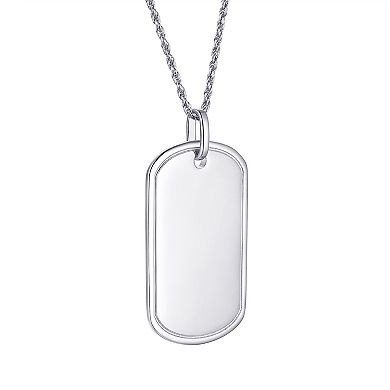 Argento Forte Men's Sterling Silver Polished Dog Tag Pendant Necklace