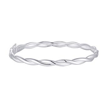 Argento Forte Sterling Silver Hinged Twist Bangle Bracelet