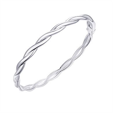 Argento Forte Sterling Silver Hinged Twist Bangle Bracelet
