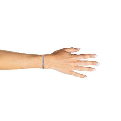 Argento Forte Sterling Silver Beaded Flower & Mesh Clasp Bracelet
