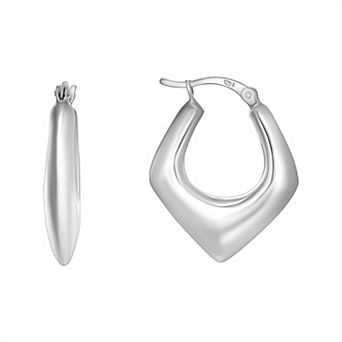 Argento Forte Sterling Silver Puffed Diamond-Shape Hoop Earrings