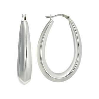 Argento Forte Sterling Silver Tapered Oval Hoop Earrings