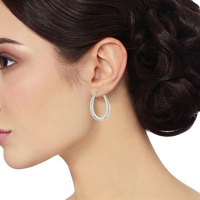 Argento Forte Sterling Silver Tapered Oval Hoop Earrings