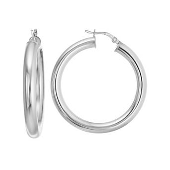 Argento Forte Sterling Silver Round Hoop Earrings