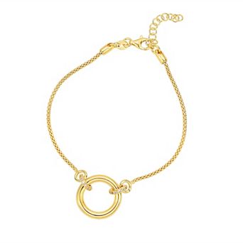 Argento Forte 14k Gold Over Sterling Silver Cubic Zirconia Circle Bracelet