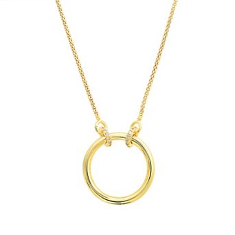 Argento Forte 14k Gold Over Sterling Silver Circle Cubic Zirconia Necklace