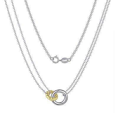 Argento Forte Sterling Silver Two-Tone Polished & Ribbed Linked Circle Necklace & Earrings Set