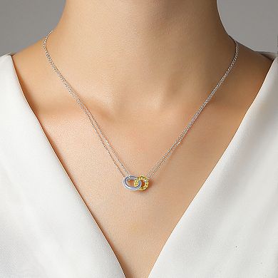 Argento Forte Sterling Silver Two-Tone Polished & Ribbed Linked Circle Necklace & Earrings Set