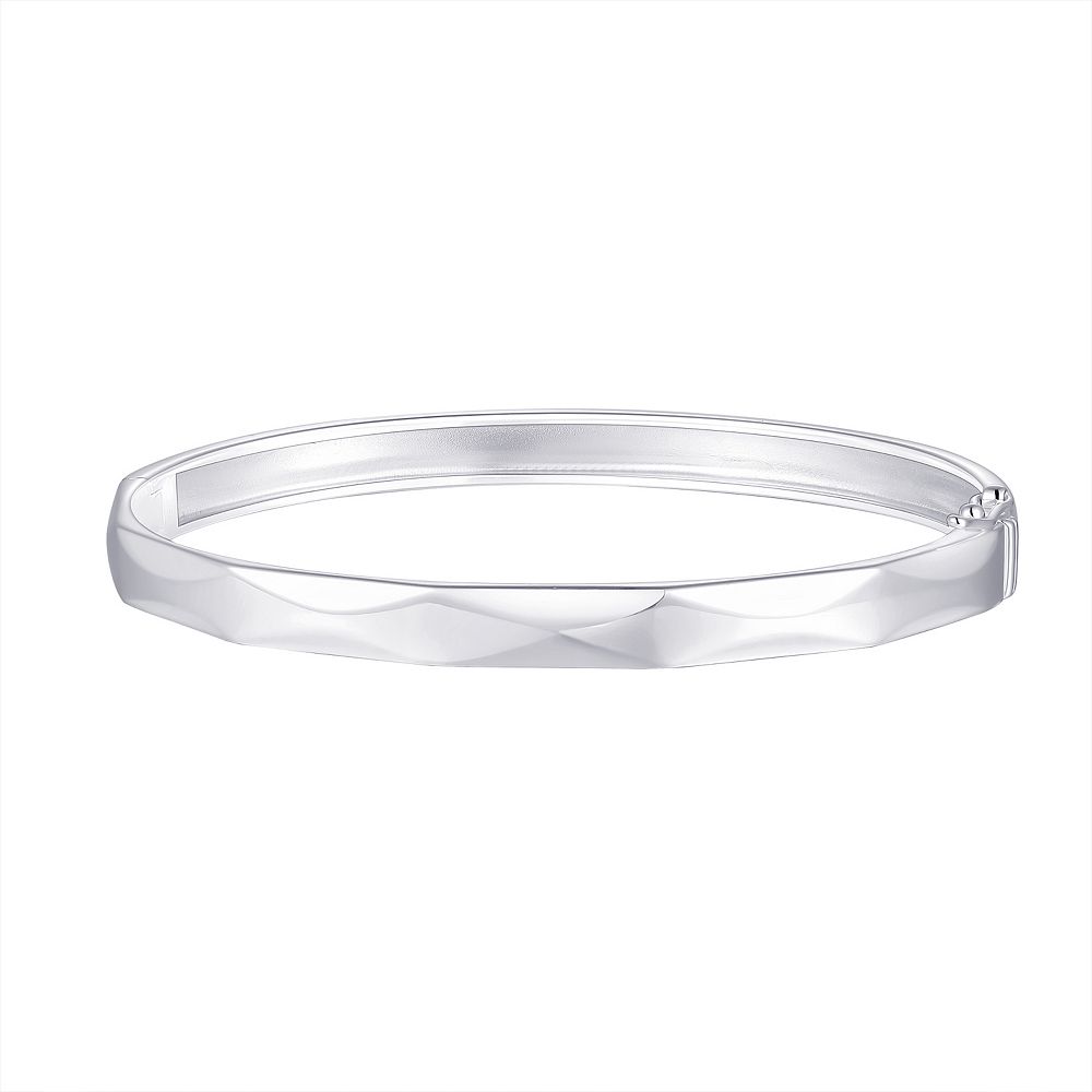 Bracciale Bangle In Argento 999 StarGems, Apertura Cesellata A Mano, Peonia, 17 Grammi, CB0031