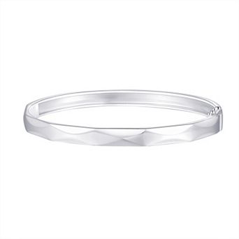 Argento Forte Sterling Silver Faceted Hinged Bangle Bracelet
