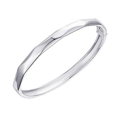 Argento Forte Sterling Silver Faceted Hinged Bangle Bracelet