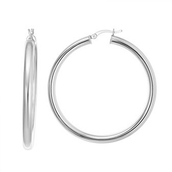 Argento Forte Sterling Silver Round Hoop Earrings