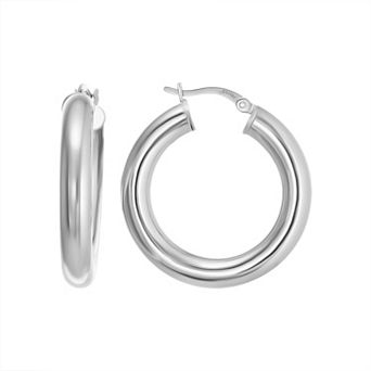 Argento Forte Sterling Silver Round Hoop Earrings