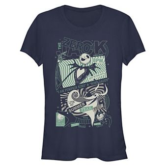 Disney's The Nightmare Before Christmas Jack Skellington And Zero Live At Summer Fear Juniors' Fitted Graphic Tee