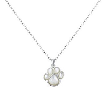 Argento Forte Sterling Silver Mother of Pearl Paw Pendant Necklace