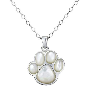 Argento Forte Sterling Silver Mother of Pearl Paw Pendant Necklace