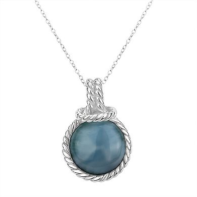 Argento Forte Sterling Silver Larimar Rope Knot Pendant Necklace