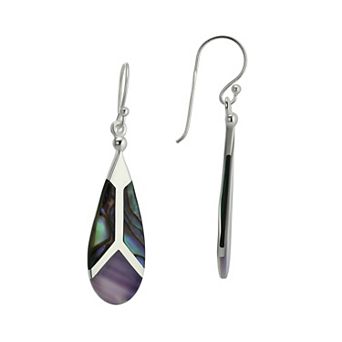 Argento Forte Sterling Silver Abalone & Shell Teardrop Dangle Earrings
