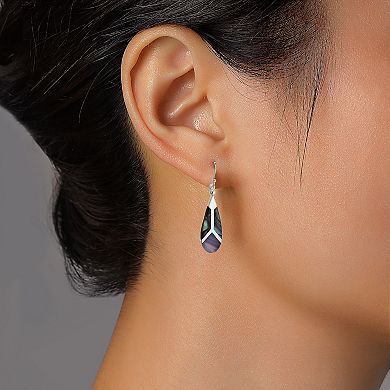 Argento Forte Sterling Silver Abalone & Shell Teardrop Dangle Earrings