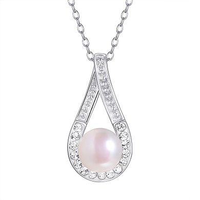Argento Forte Sterling Silver Cultured Freshwater Pearl & Crystal Teardrop Pendant Necklace & Earrings Set