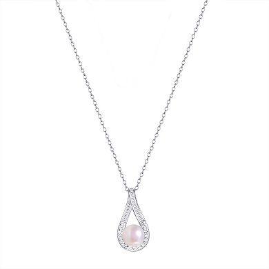 Argento Forte Sterling Silver Cultured Freshwater Pearl & Crystal Teardrop Pendant Necklace & Earrings Set