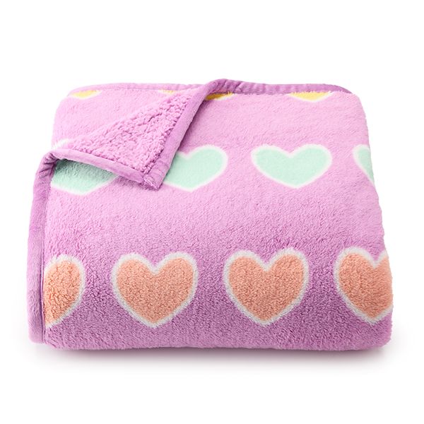 The Big One® Kids' Reversible Sherpa Throw Blanket - Heart Stickers