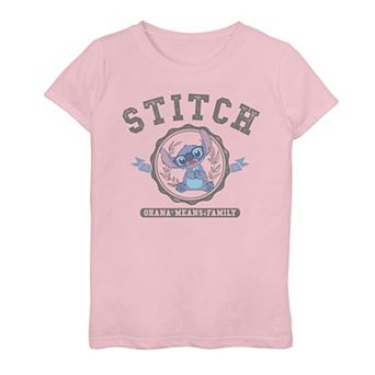 Disney's Lilo & Stitch Ohana Means Family Collegiate Girls 7-16 Graphic Tee