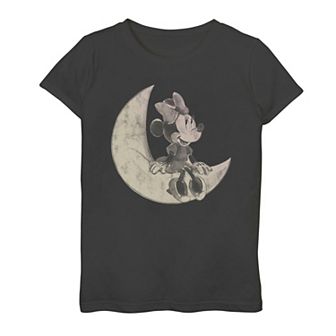 Girls Minnie Mouse Sitting On The Moon Graphic Tee