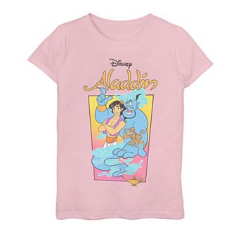 Disney's Aladdin Genie And Abu Vintage Portrait Girls 7-16 Graphic Tee