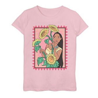 Girls Pocahontas Looking Trough Sunflowers Graphic Tee