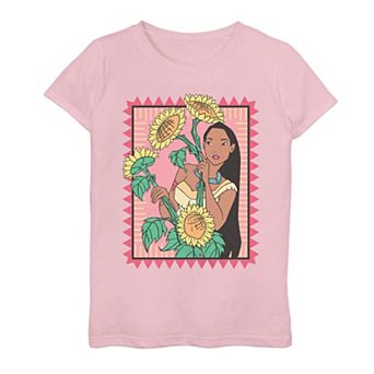 Girls Pocahontas Looking Trough Sunflowers Graphic Tee