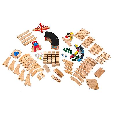 Melissa & Doug Deluxe 130-Piece Wooden Railway Train Set