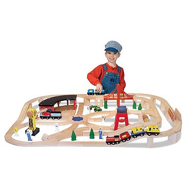 Melissa & Doug Deluxe 130-Piece Wooden Railway Train Set