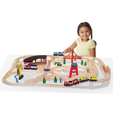 Melissa & Doug Deluxe 130-Piece Wooden Railway Train Set