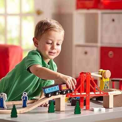 Melissa & Doug Deluxe 130-Piece Wooden Railway Train Set