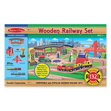 Melissa & Doug Deluxe 130-Piece Wooden Railway Train Set
