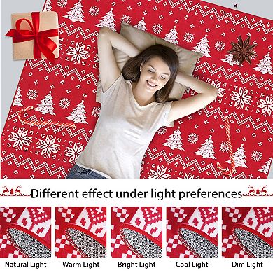 Garvee Christmas Area Rug Snowflake And Xmas Tree Boho Floor Cover Machine Washable Rug
