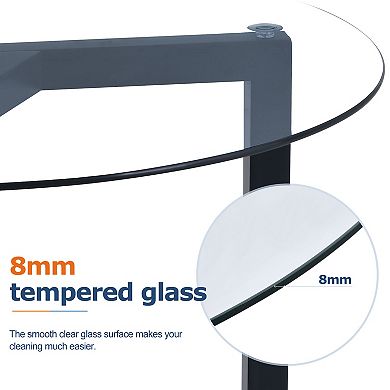 Merax Round Glass Coffee Table