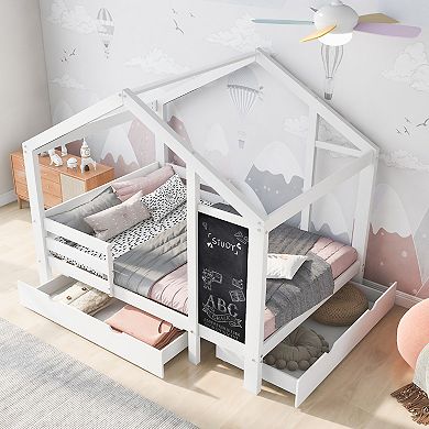 Merax House Bed With Blackboard And Drawers